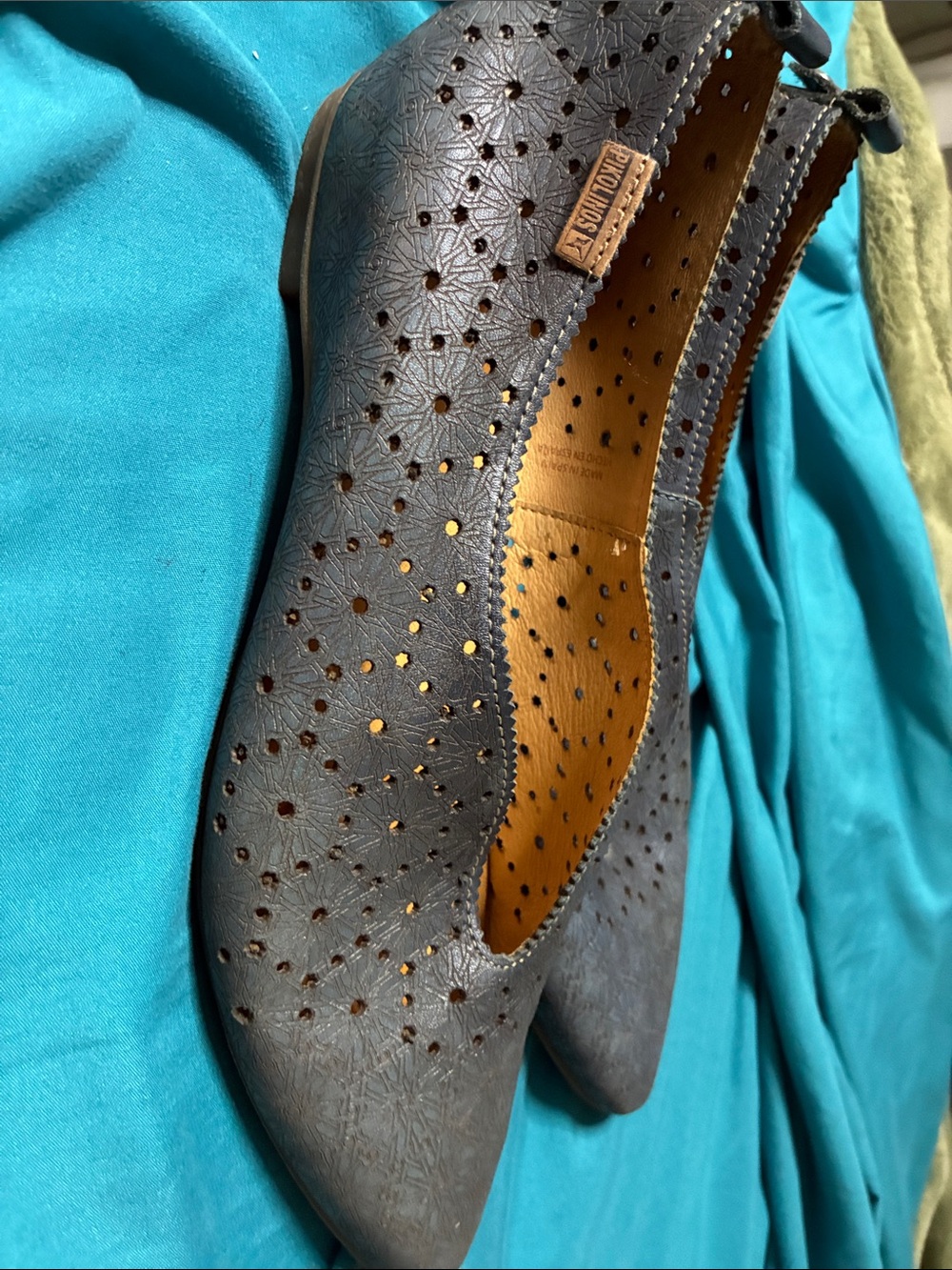 Pikolinos   Navy Perforated Pointed Toe Flats - Women's.